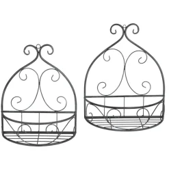 TP Wandhalbschalen-Set Aus Metall Mit Verzierungen 2-Teilig New