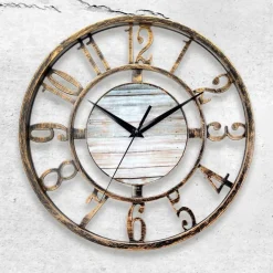 New Home Wanduhr In Messing- Und Holzoptik 28Cm Hot