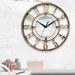 New Home Wanduhr In Messing- Und Holzoptik 28Cm Hot