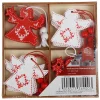 New Home Christmas Weihnachtsbaum-Anhanger Aus Holz 12Er-Set Rot/Weis New
