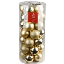 New Home Christmas Weihnachtsbaumkugeln Aus Kunststoff 8Cm 35Er-Set Gold Best