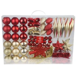 New Home Christmas Weihnachtsbaumschmuck-Set 87-Teilig Aus Kunststoff Rot/Gold Clearance