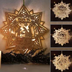 New Home Christmas Weihnachts-Holzstern 30Cm Mit 10 Leds New
