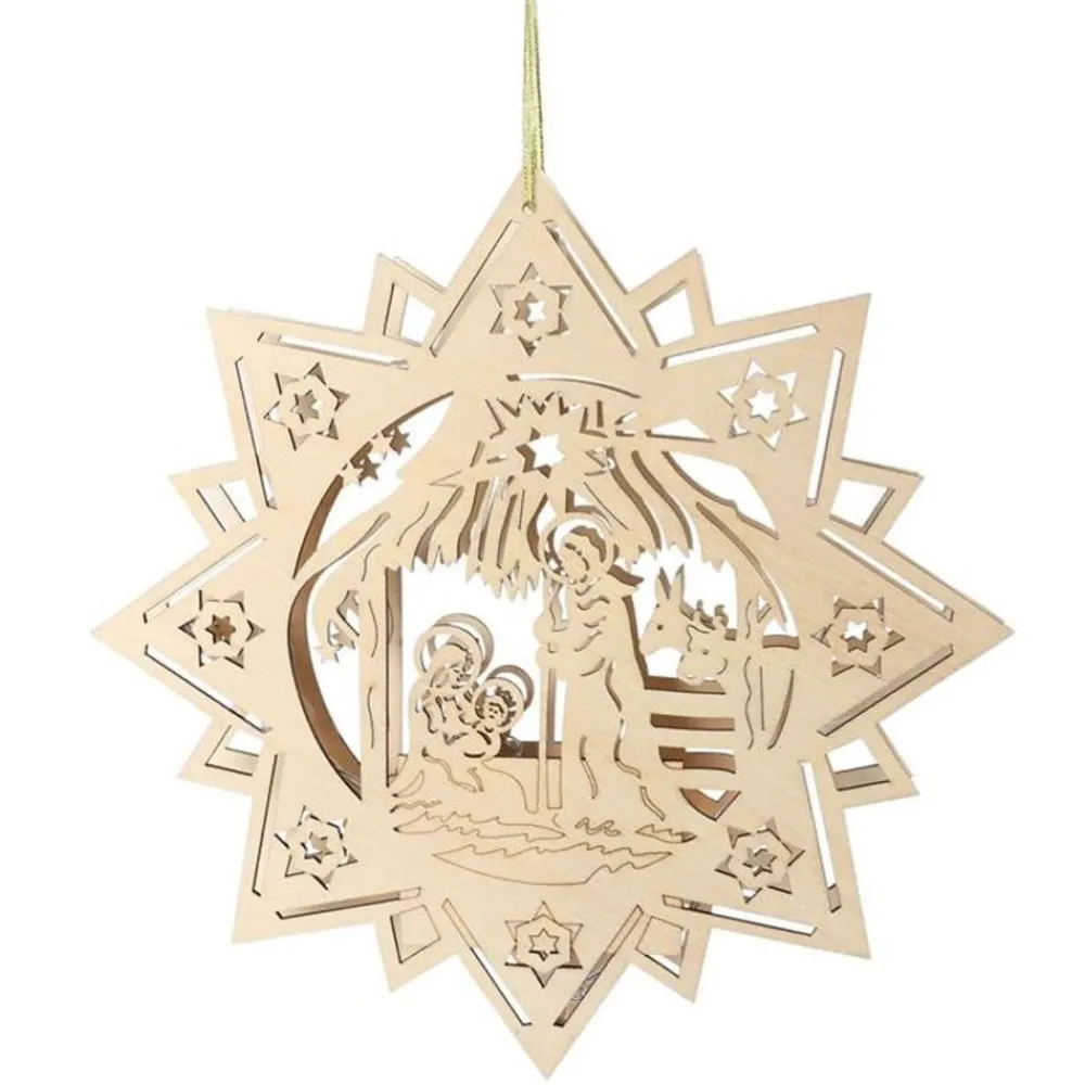 New Home Christmas Weihnachts-Holzstern 30Cm Mit 10 Leds New