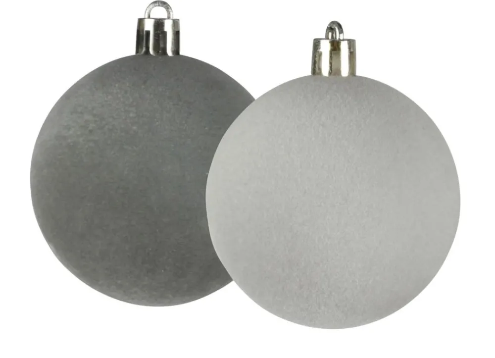 New Home Christmas Weihnachtskugeln Mit Samtuberzug 6Cm 6Er-Set Grau New