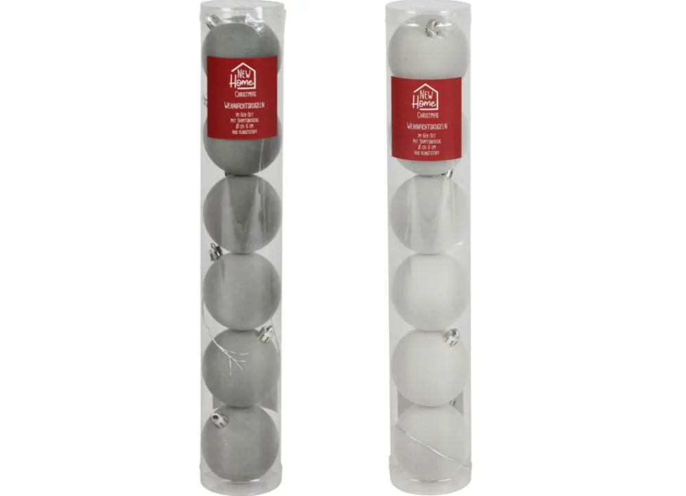 New Home Christmas Weihnachtskugeln Mit Samtuberzug 6Cm 6Er-Set Grau New