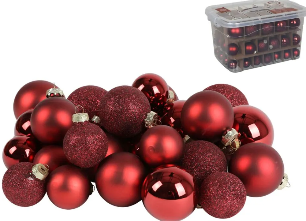 New Home Christmas Weihnachtskugel-Set Aus Glas 72-Teilig Burgund/Rot Sale
