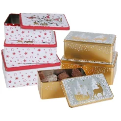 New Home Christmas Weihnachts-Metalldosen-Set Rechteckig 3-Teilig Sale
