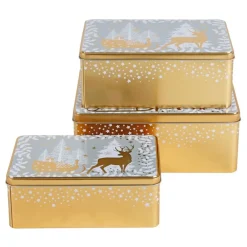 New Home Christmas Weihnachts-Metalldosen-Set Rechteckig 3-Teilig Sale