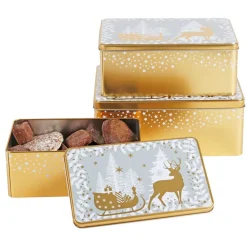 New Home Christmas Weihnachts-Metalldosen-Set Rechteckig 3-Teilig Sale