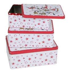 New Home Christmas Weihnachts-Metalldosen-Set Rechteckig 3-Teilig Sale