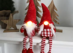 New Home Christmas Weihnachtswichtel Kantenhocker Mit Led-Nase 13X40X20Cm Rot Hot
