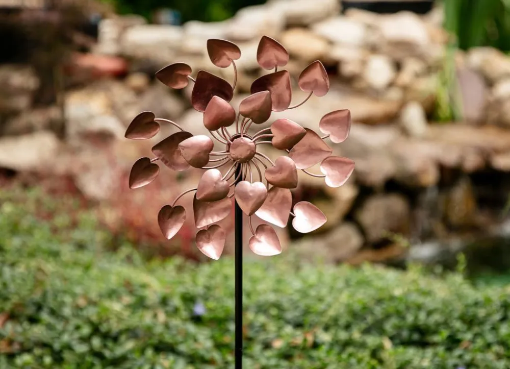 TP Windmuhle Herzen Aus Metall 30X76-106X15Cm Rose Clearance
